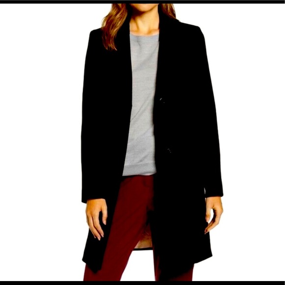 Fleurette stand collar wool car black coat